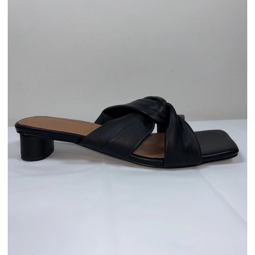 Suncoo Huma Womens 40/9‎ Leather Black Sandals Open Mule Preppy Festival Summer